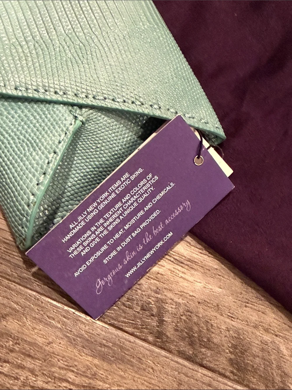 Jilly New York Genuine Exotic Skin Turquoise Envelope Clutch NWT NEW WITH TAGS